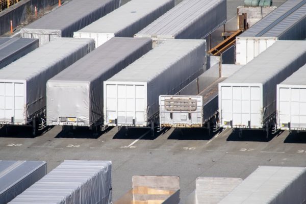 Storage trailers parked in a row